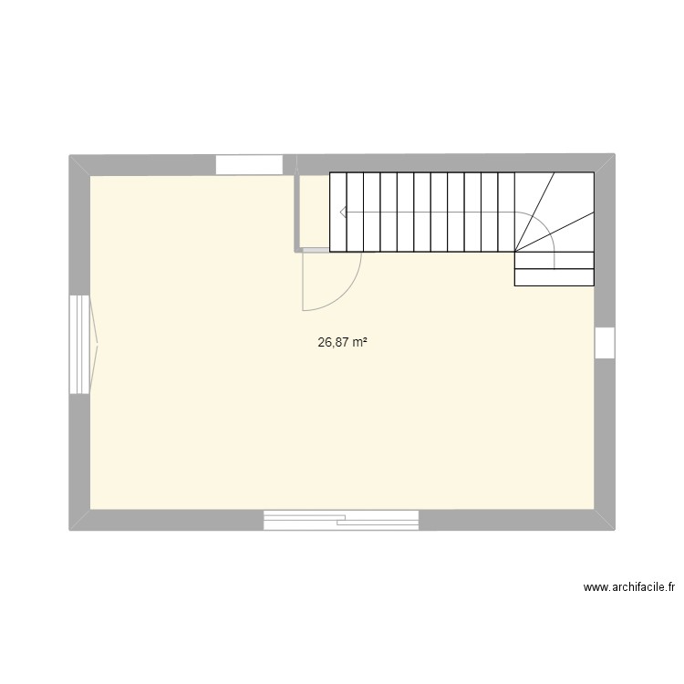 cuisine. Plan de 1 pièce et 27 m2