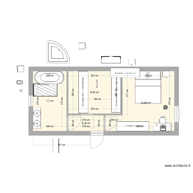 AGRANDISSEMENT GRANGE VERSION 11 bis. Plan de 4 pièces et 31 m2