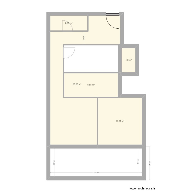 Laetitia. Plan de 5 pièces et 46 m2