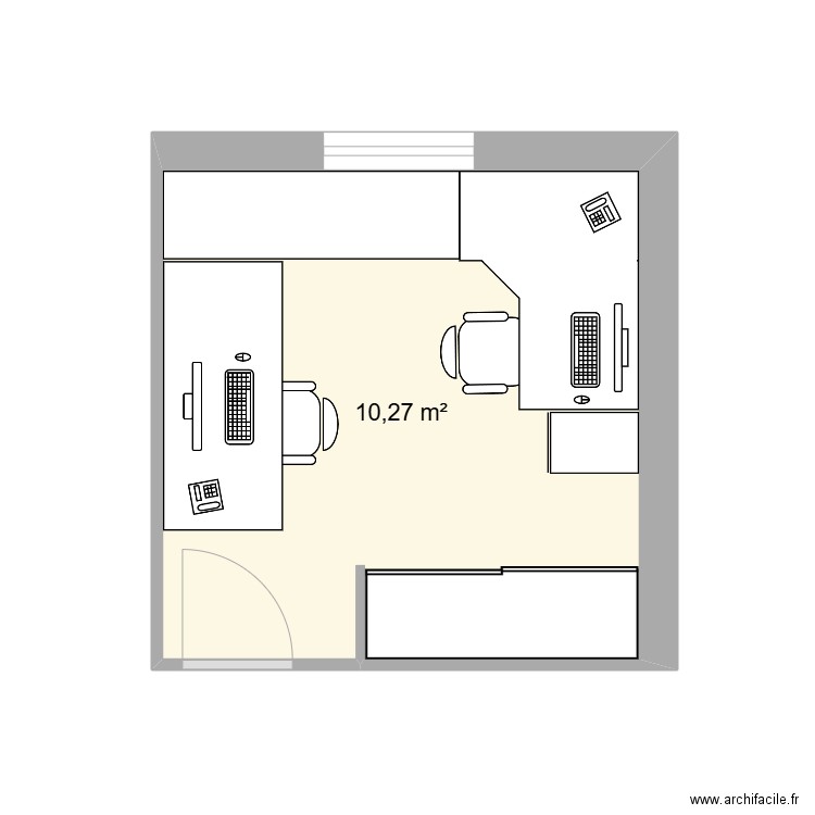 Bureau Cairon. Plan de 1 pièce et 10 m2