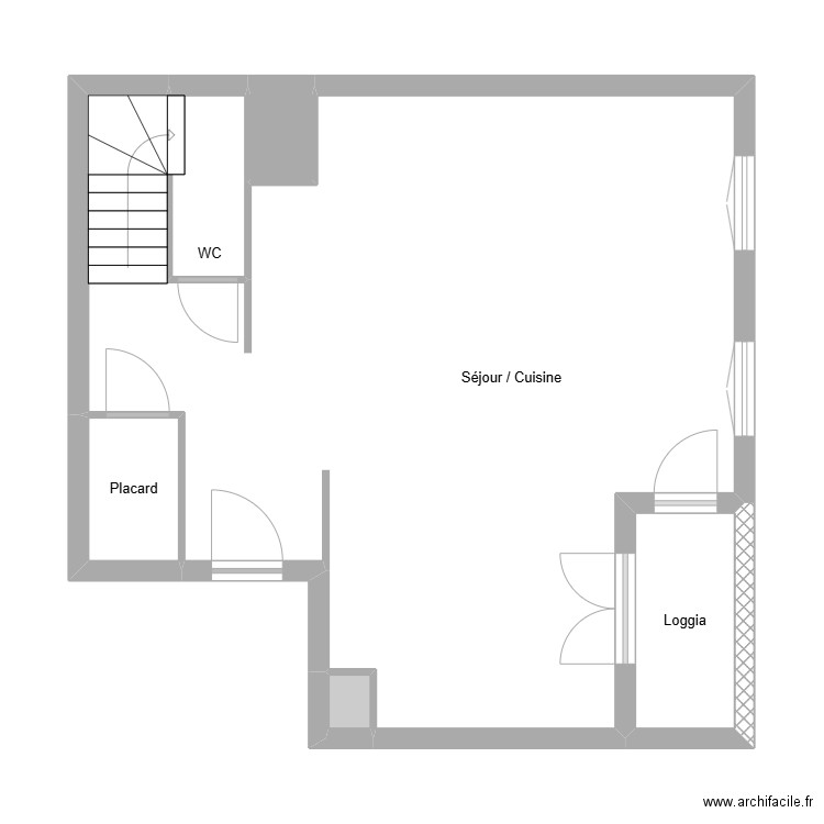 Deschamps niv 1 sans meuble. Plan de 6 pièces et 57 m2