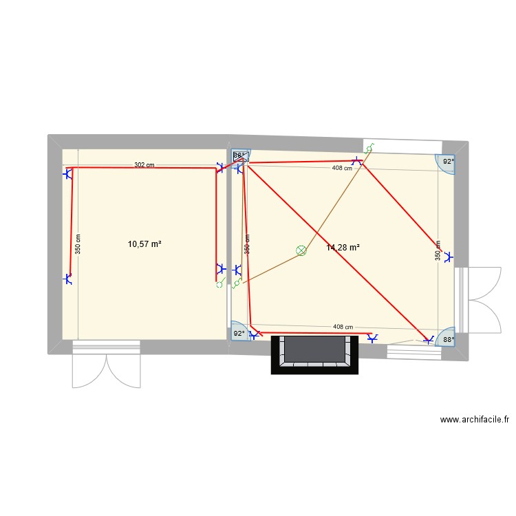 studio azza. Plan de 2 pièces et 25 m2