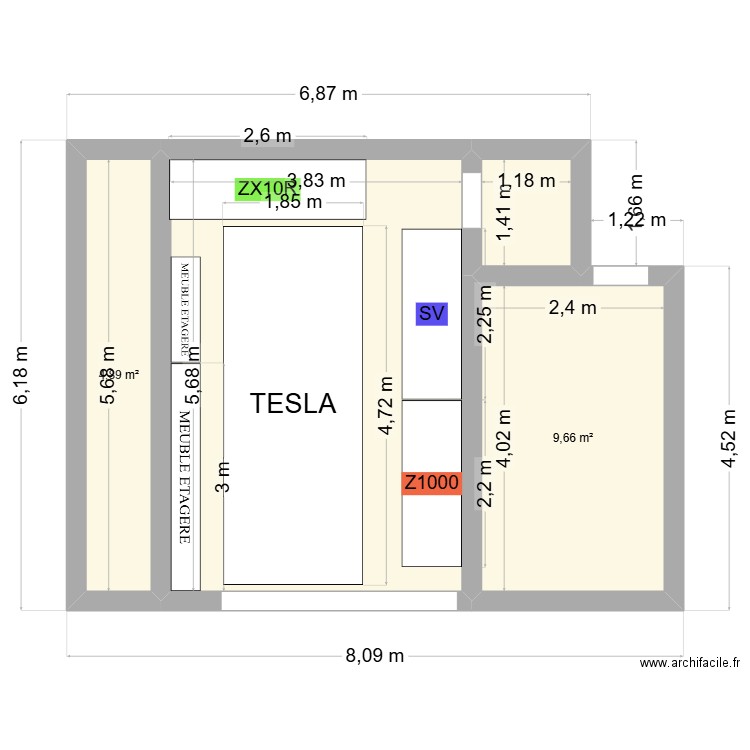 Garage. Plan de 4 pièces et 38 m2