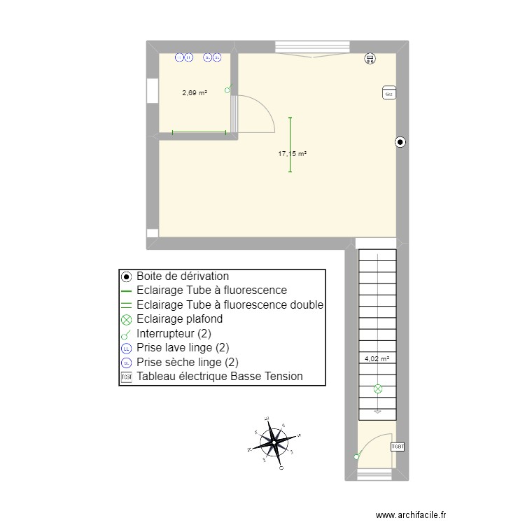 linde 29 cave. Plan de 3 pièces et 24 m2