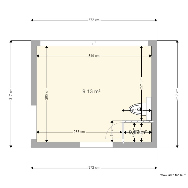 2024-12-20-SALLEDE BAIN BN SXM. Plan de 2 pièces et 10 m2