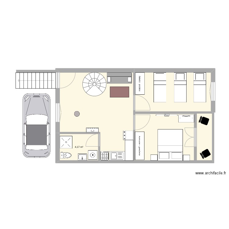 Maison Hendou v2. Plan de 4 pièces et 64 m2