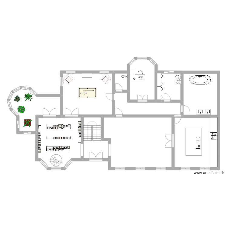 Manoir 1er e. Plan de 11 pièces et 227 m2