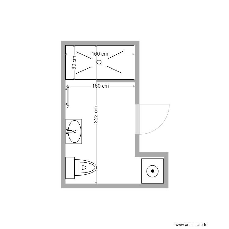 302 Lecourbe SdB 1. Plan de 1 pièce et 6 m2