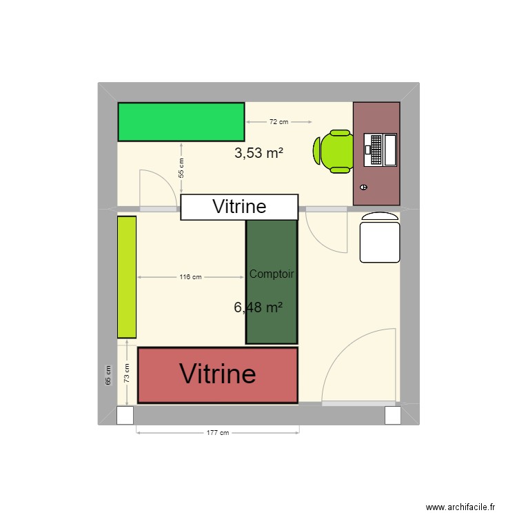 Local Mssalah 01. Plan de 2 pièces et 10 m2