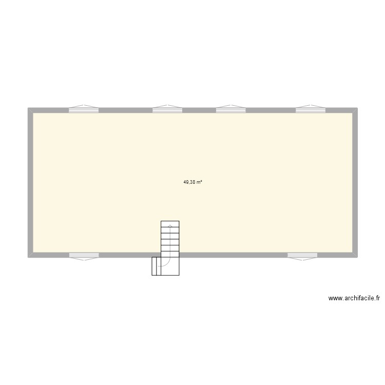 Robs - 1er étage. Plan de 1 pièce et 49 m2