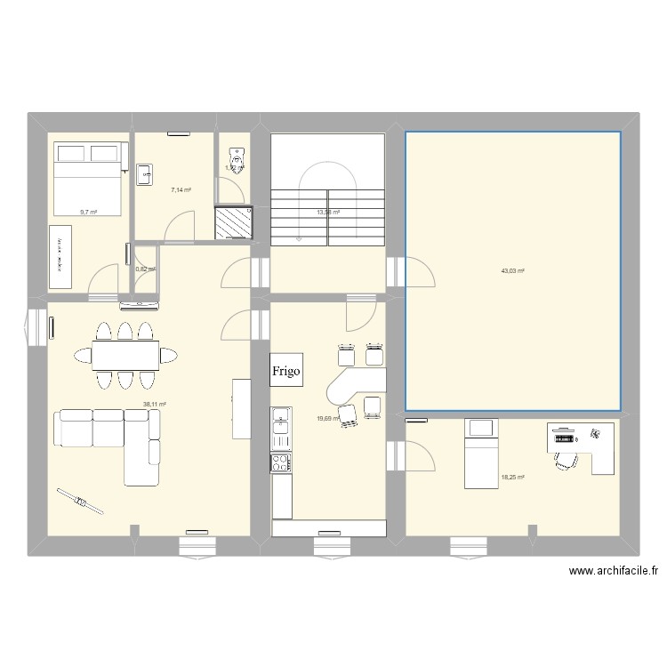 Apres travaux. Plan de 9 pièces et 152 m2