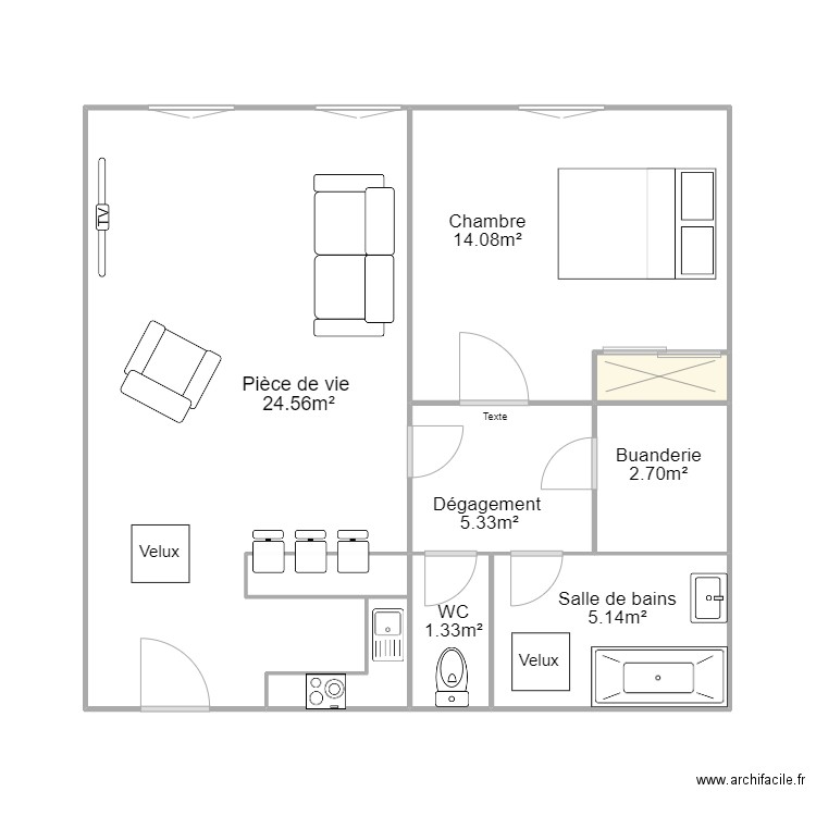 Bondoux. Plan de 8 pièces et 51 m2