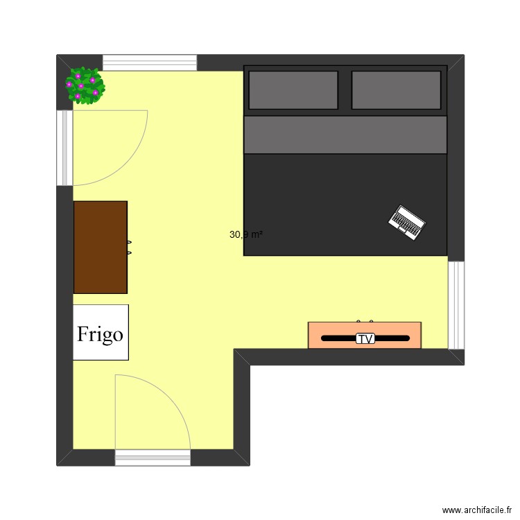 ma chambre. Plan de 1 pièce et 31 m2