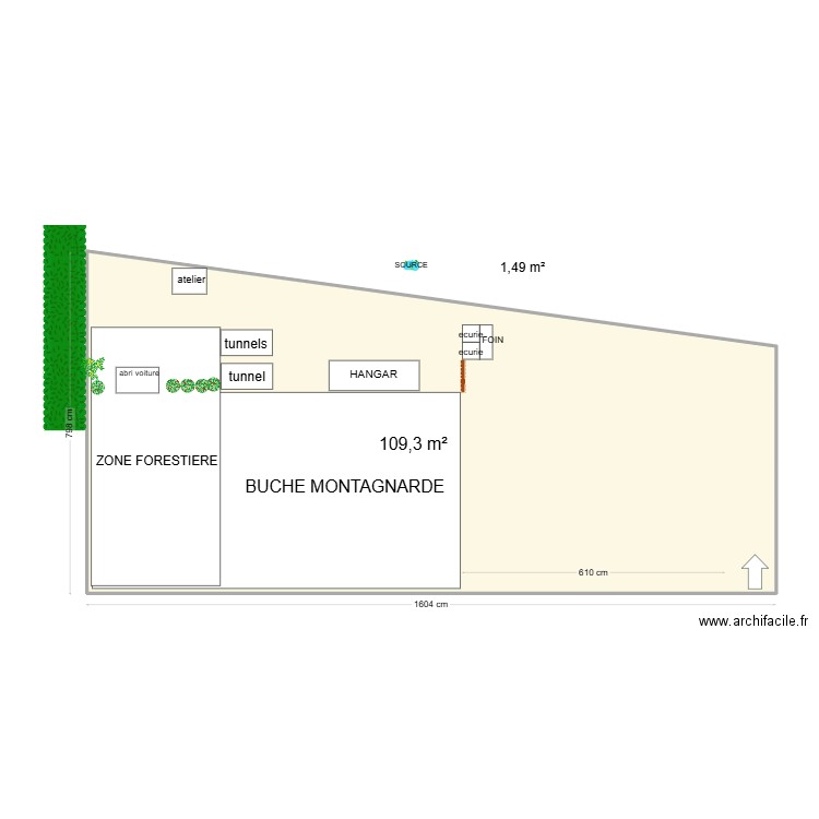 VILLARD CLEM CLEM. Plan de 1 pièce et 109 m2