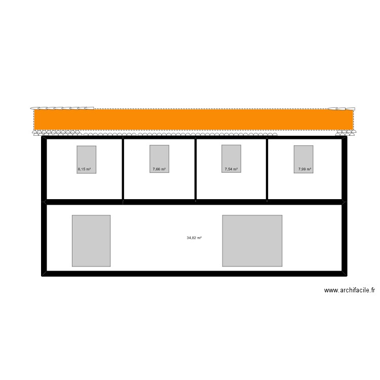 BERGERIE PLAN FACADE SUD. Plan de 5 pièces et 66 m2