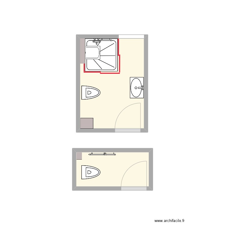 Projet_Piatti. Plan de 2 pièces et 6 m2