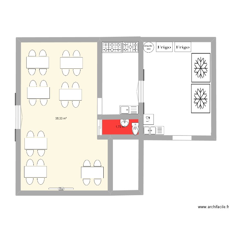 le plan yaay mary. Plan de 2 pièces et 38 m2