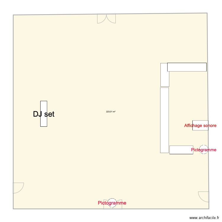 hospice. Plan de 1 pièce et 223 m2