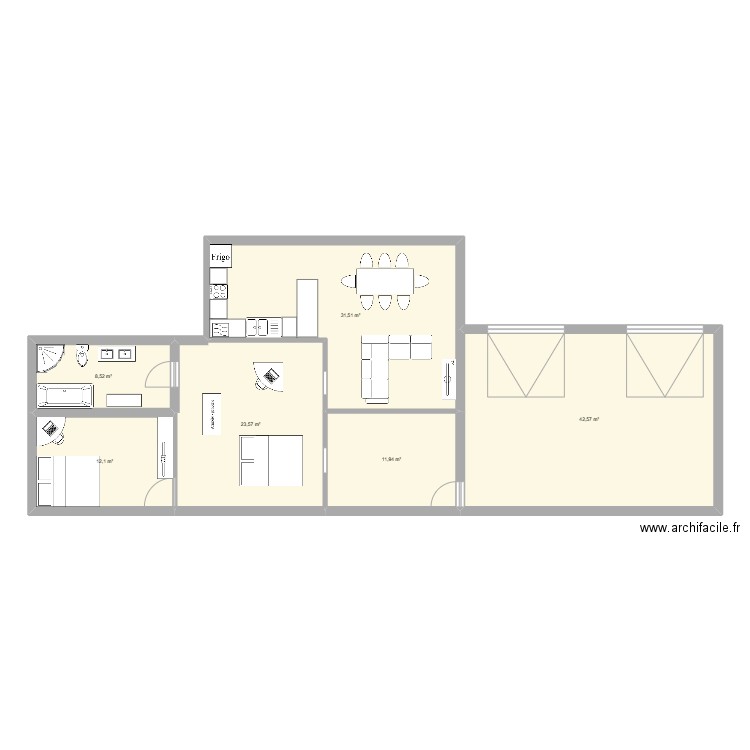 Plan maison . Plan de 5 pièces et 162 m2