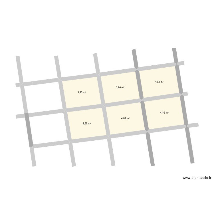 Réseau Hartmann. Plan de 6 pièces et 24 m2