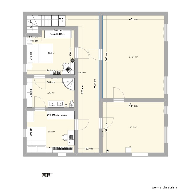 bp1. Plan de 6 pièces et 91 m2