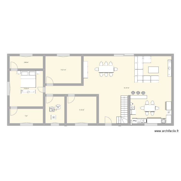 Maison. Plan de 7 pièces et 144 m2