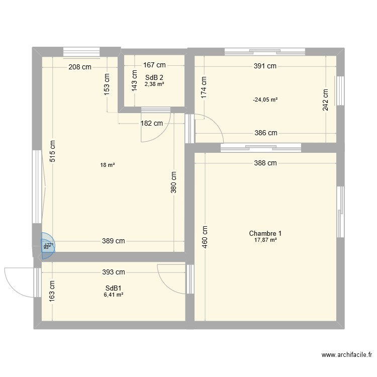 Appartement 55. Plan de 5 pièces et 54 m2