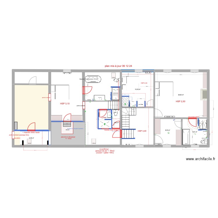 étage DROITE DEF 6 12 24. Plan de 9 pièces et 92 m2