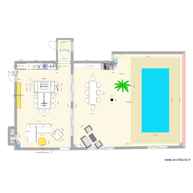 Casa bambu v2. Plan de 4 pièces et 175 m2