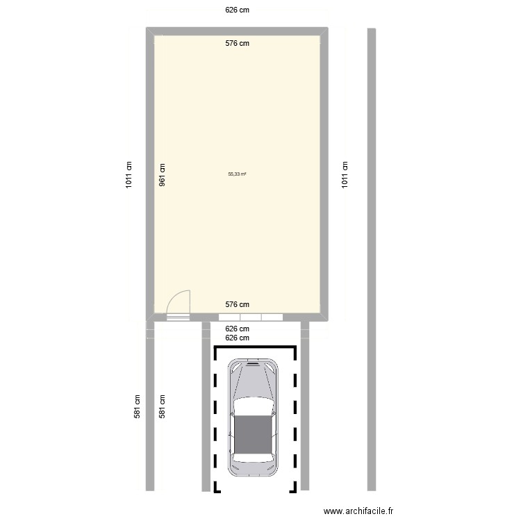 PLAN ACTUELLE GARAGE. Plan de 1 pièce et 55 m2