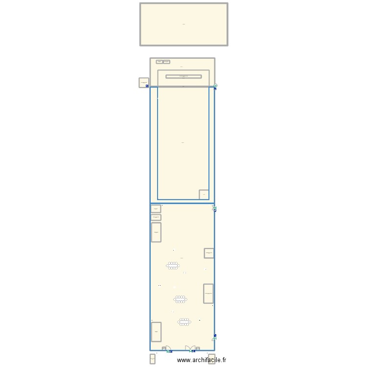 Cinéguinguette. Plan de 21 pièces et 2269 m2