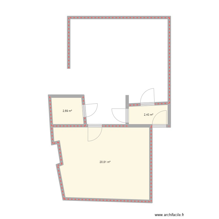 Oscar de Burbure. Plan de 3 pièces et 26 m2