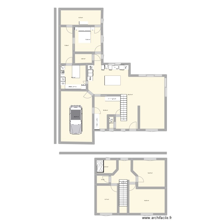 Pal suite. Plan de 15 pièces et 183 m2