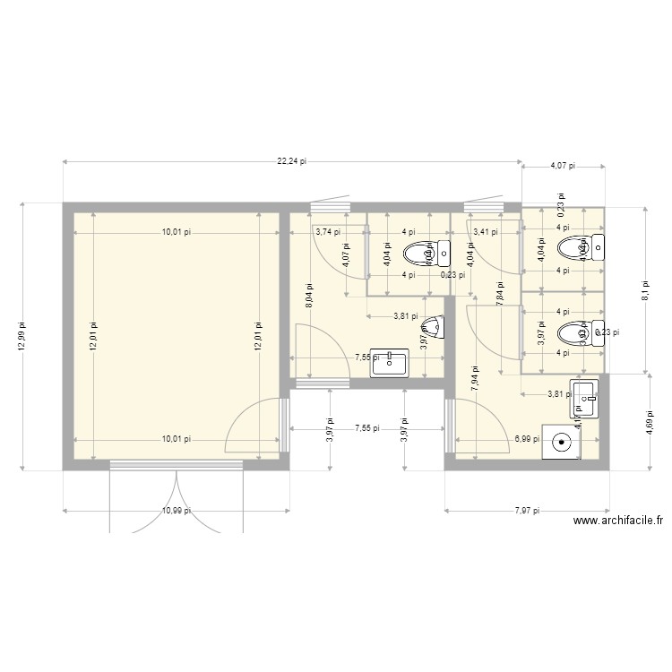 Dupaquet Centre Loisir nov. 2024. Plan de 6 pièces et 25 m2