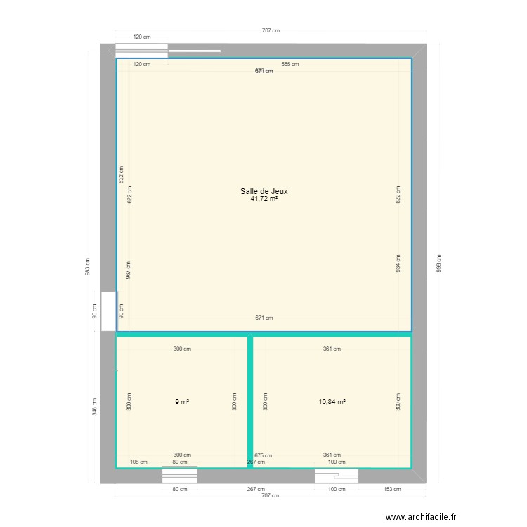 EXTENSION. Plan de 3 pièces et 62 m2