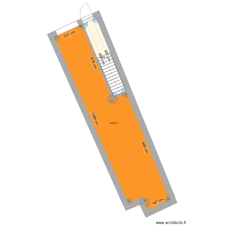 rdc. Plan de 2 pièces et 48 m2