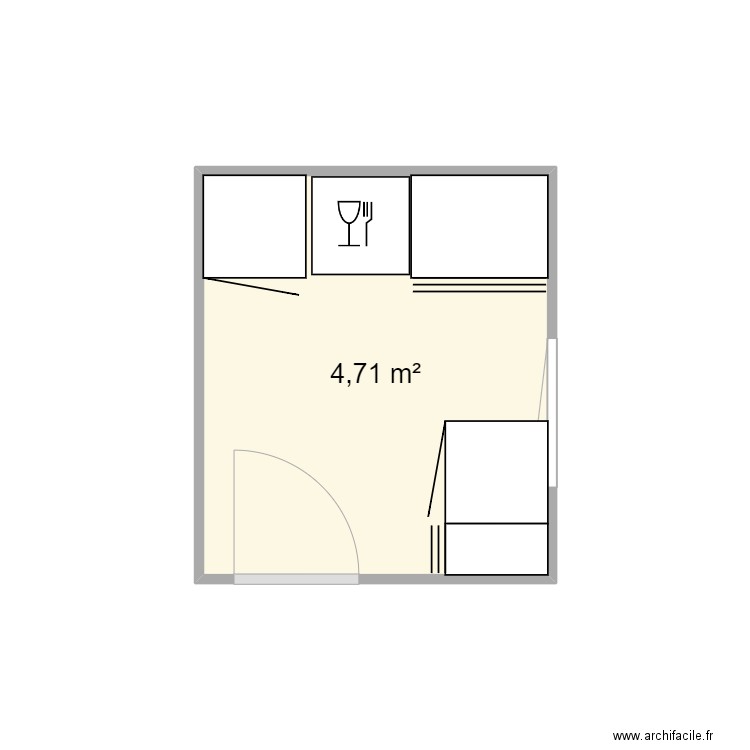 arrière cuisine. Plan de 1 pièce et 5 m2