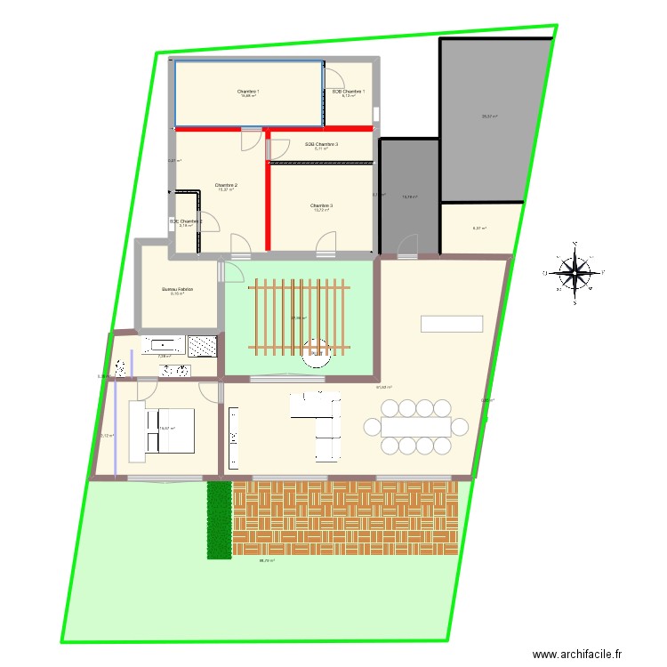 plan Fabrice v puis Bureau sur patio. Plan de 20 pièces et 324 m2