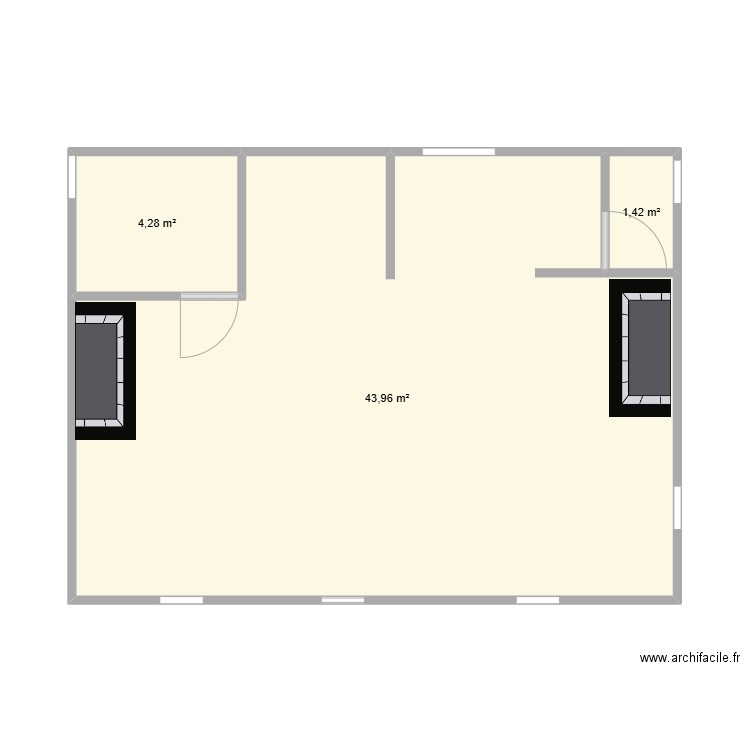 TRAIN D'USTOU. Plan de 3 pièces et 50 m2