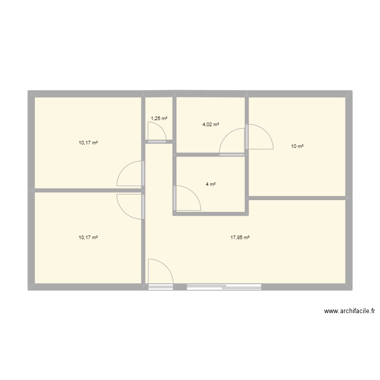 60m² V4. Plan de 7 pièces et 57 m2