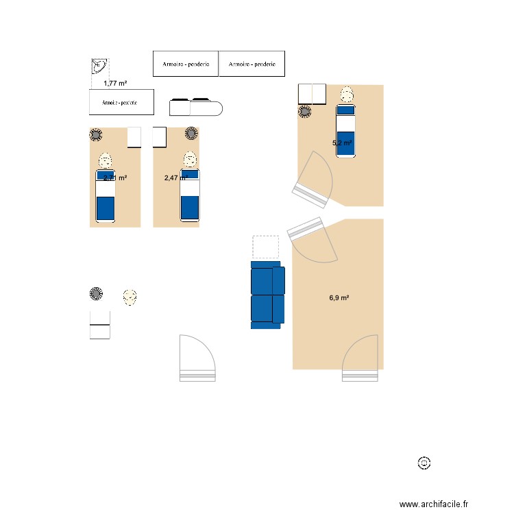 Le Salon Dermo. Plan de 5 pièces et 19 m2