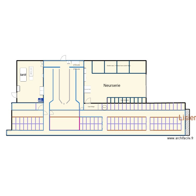 STABULATION VACHE LAITIER . Plan de 104 pièces et 277 m2