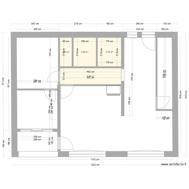 maison courcelles. Plan de 4 pièces et 15 m2