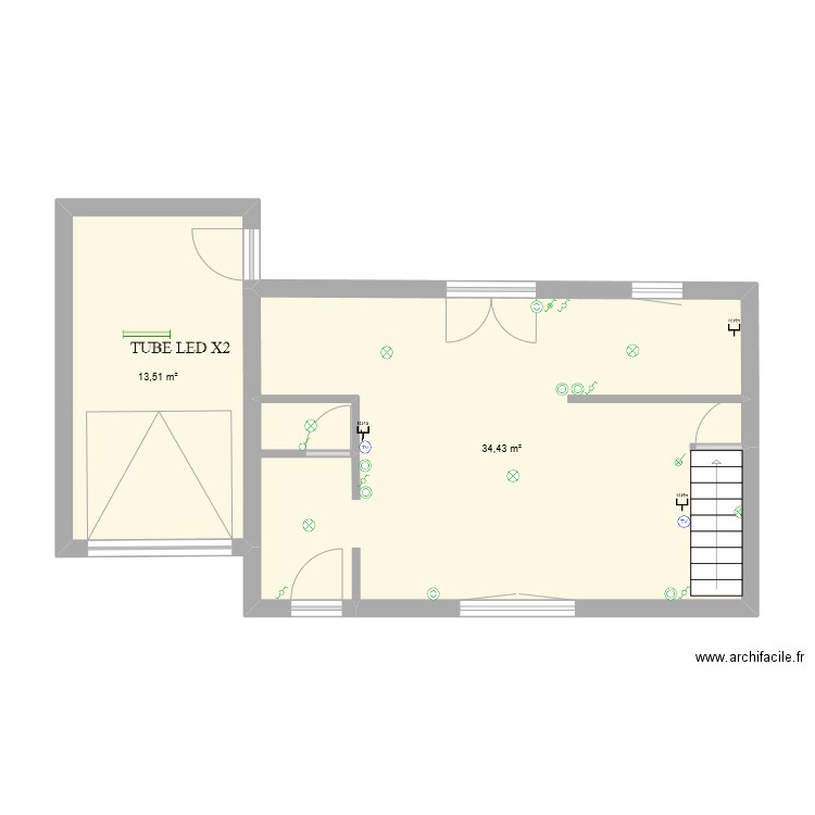 MAISON JMICH. Plan de 2 pièces et 48 m2