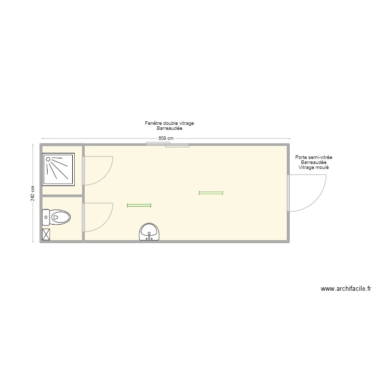 Projet Eurobox. Plan de 3 pièces et 14 m2