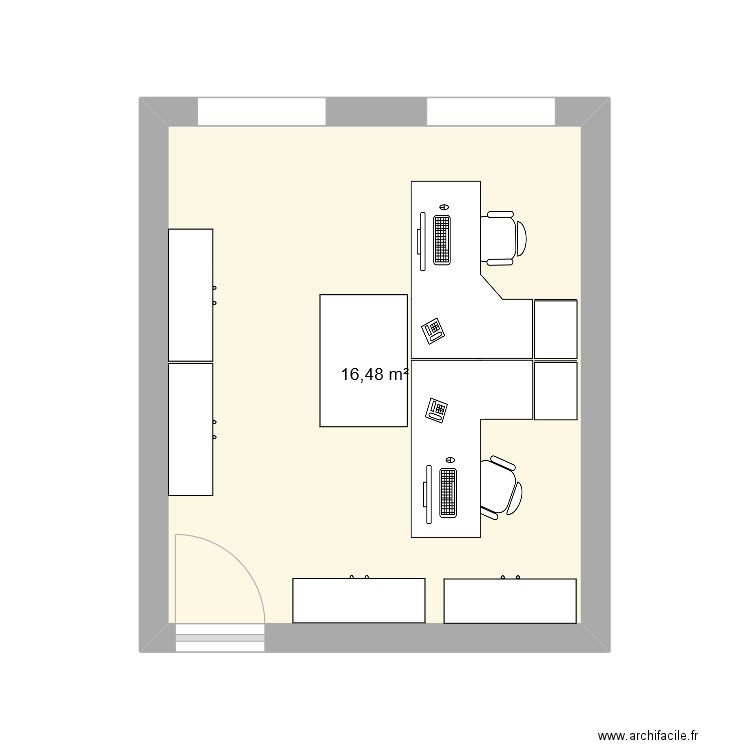 Bureau B310 V3. Plan de 1 pièce et 16 m2