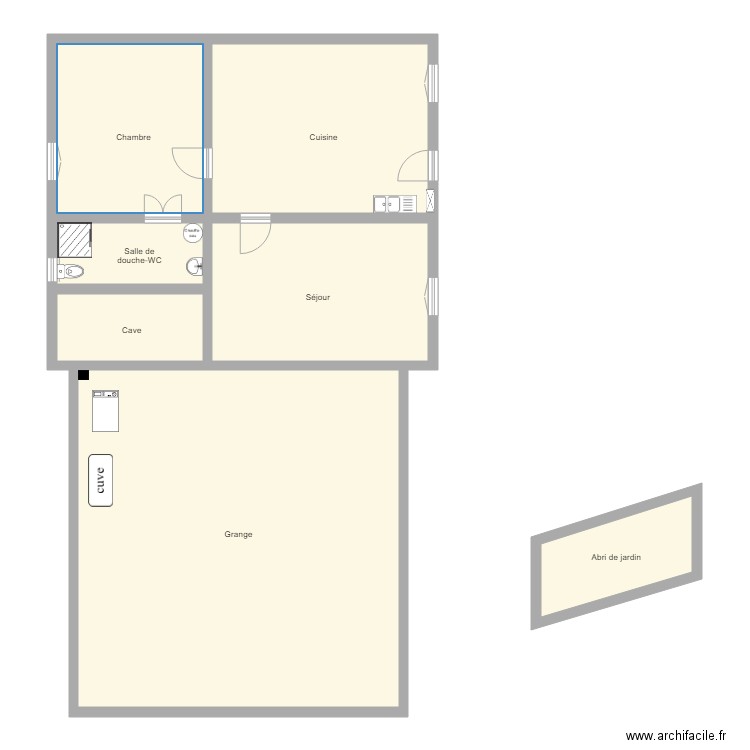 GLOMERON RDC. Plan de 7 pièces et 156 m2