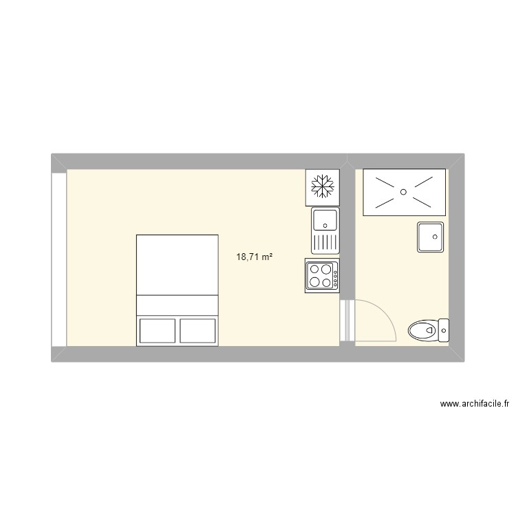 les moutiers. Plan de 1 pièce et 19 m2