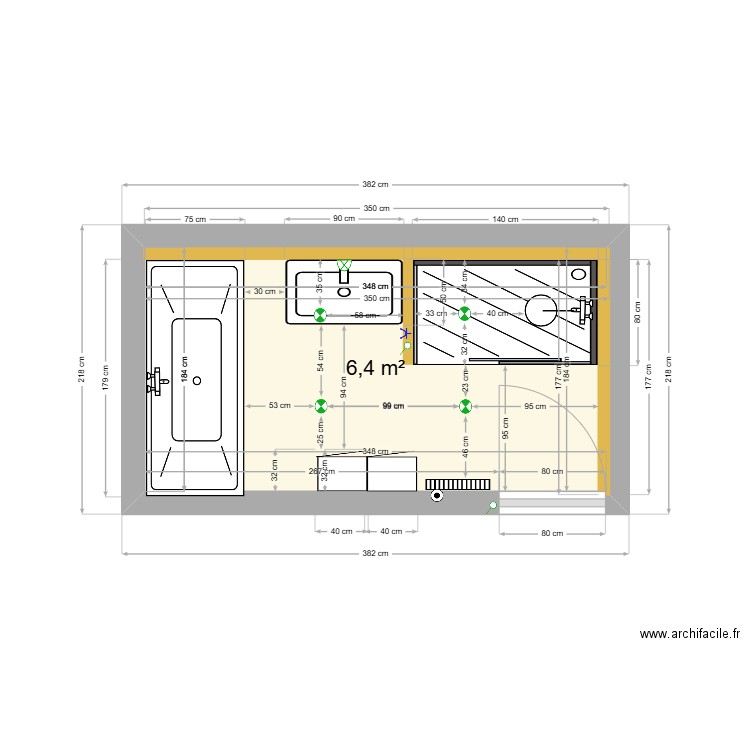 SALLE D EAU V 2. Plan de 1 pièce et 6 m2