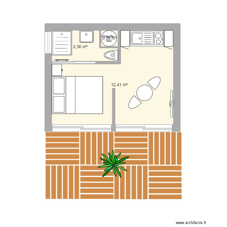 projet 3. Plan de 3 pièces et 15 m2